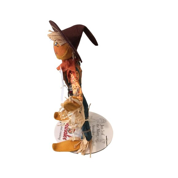 ANNALEE  12" Poseable Scarecrow 2019 Raffia Crow Autumn Patchwork - Picture 3 of 6